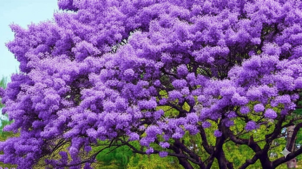 a tree with purple flowers